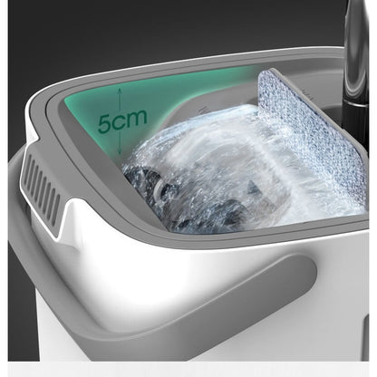 Set de curatenie Flippy, mop si galeata, galeata 5.7 l, 4 rezerve microfibra incluse, design modern, pentru interior, material plastic, peri sintetici, plat, cu storcere, alb-4