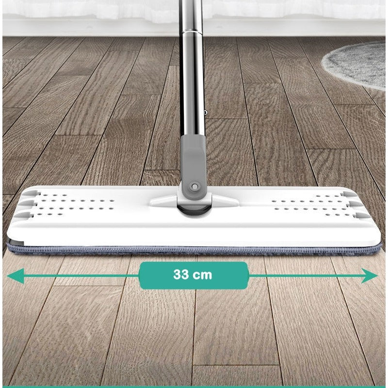 Set de curatenie Flippy, mop si galeata, galeata 5.7 l, 4 rezerve microfibra incluse, design modern, pentru interior, material plastic, peri sintetici, plat, cu storcere, alb-6