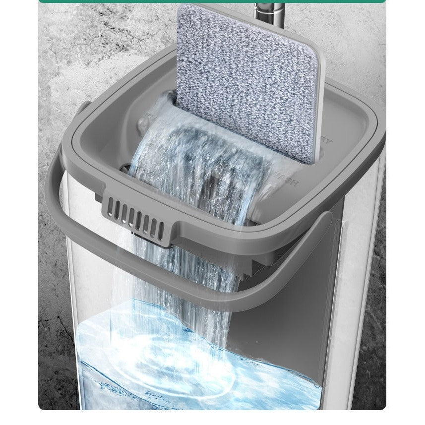 Set de curatenie Flippy, mop si galeata, galeata 5.7 l, 4 rezerve microfibra incluse, design modern, pentru interior, material plastic, peri sintetici, plat, cu storcere, alb-10