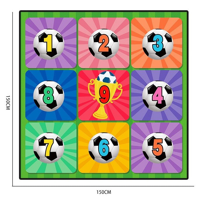 Set de Fotbal Flippy, Joc Recreativ Pentru Copii, Minge cu Scai, Plansa din Material textil, 150 x 150 cm, Model Trofeu, Multicolor-1