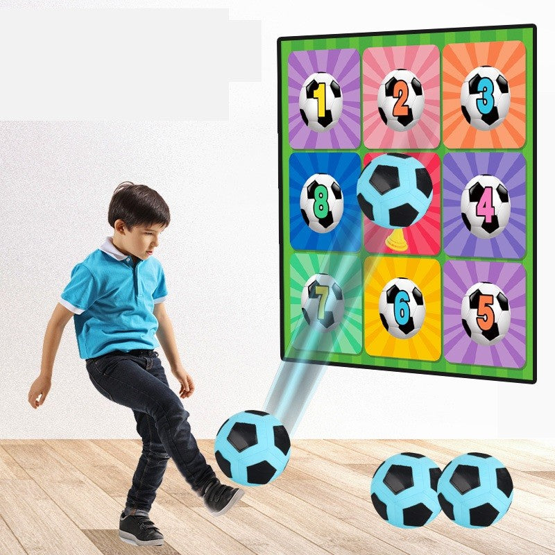 Set de Fotbal Flippy, Joc Recreativ Pentru Copii, Minge cu Scai, Plansa din Material textil, 150 x 150 cm, Model Trofeu, Multicolor-3