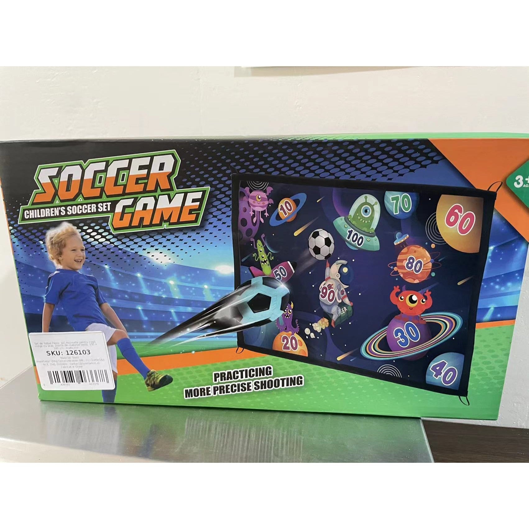 Set de Fotbal Flippy, Joc Recreativ pentru Copii, Minge cu Scai, Poarta din Material Textil, 150 x 100 cm, Multicolor-5