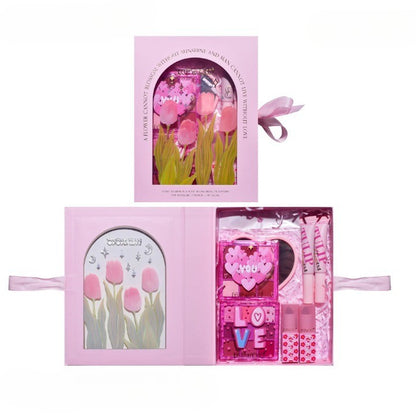 Set de Machiaj, KEVIN & COCO, 22 Culori, Model Lalele, 2 Palete de Farduri, 2 Lip Gloss-uri, 2 Lip Stick-uri, 1 Oglinda Inimioara, 15.7 x 21 x 4 cm, Multicolor-10