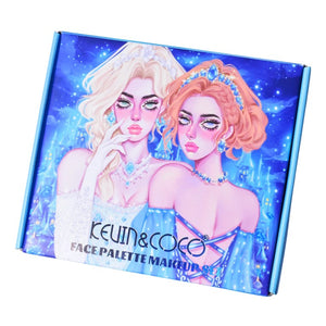 Set de Machiaj Kevin&Coco, 30 de Culori, Farduri de Pleoape, Iluminatoare Lichide, Lip Gloss-uri, Blush, Glitter, Model Regina Ghetii, 24.5x21.2x8.7 cm, Multicolor-0