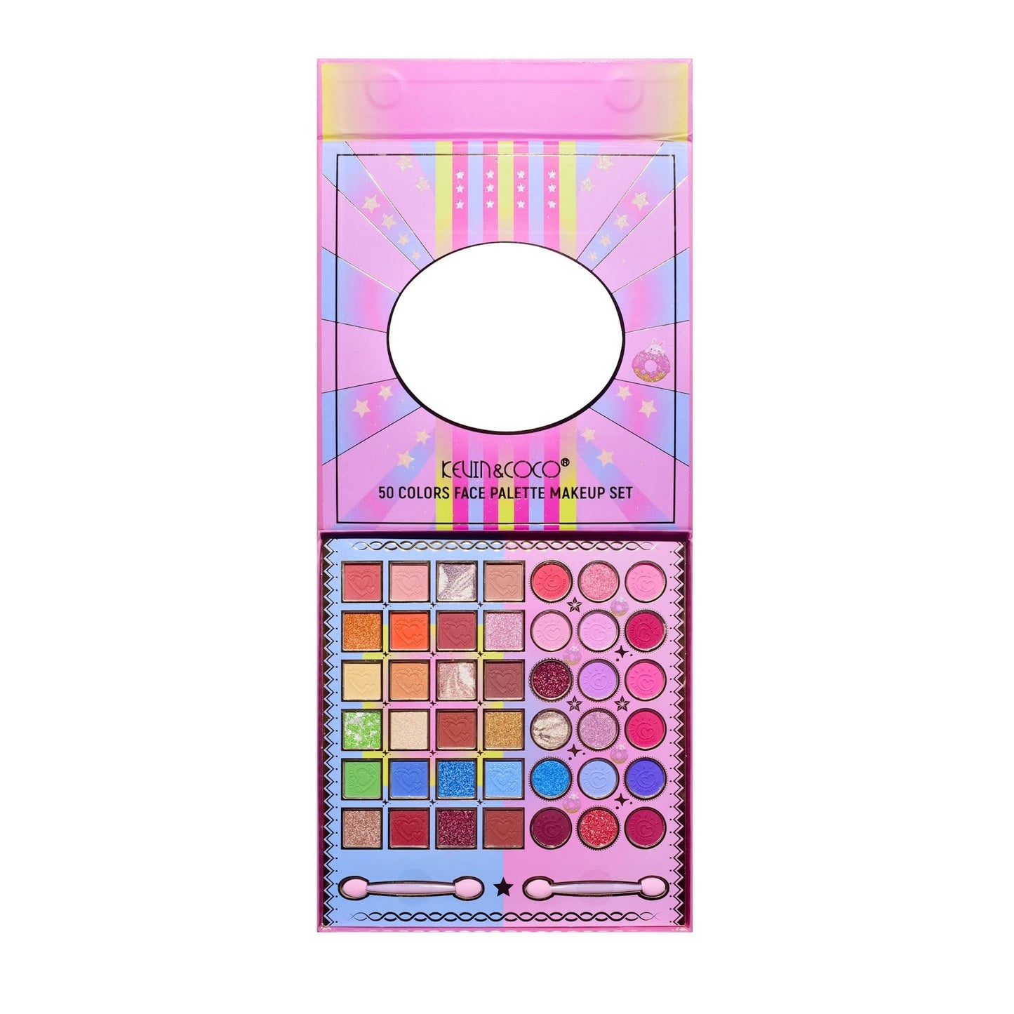 Paleta de Machiaj, KEVIN & COCO, Best Partner, Fard de Pleoape, Breloc si Cercei, 50 culori, 22 x 21 x 5cm-6
