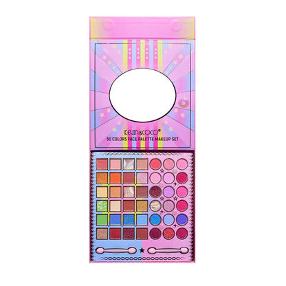 Paleta de Machiaj, KEVIN & COCO, Best Partner, Fard de Pleoape, Breloc si Cercei, 50 culori, 22 x 21 x 5cm-6