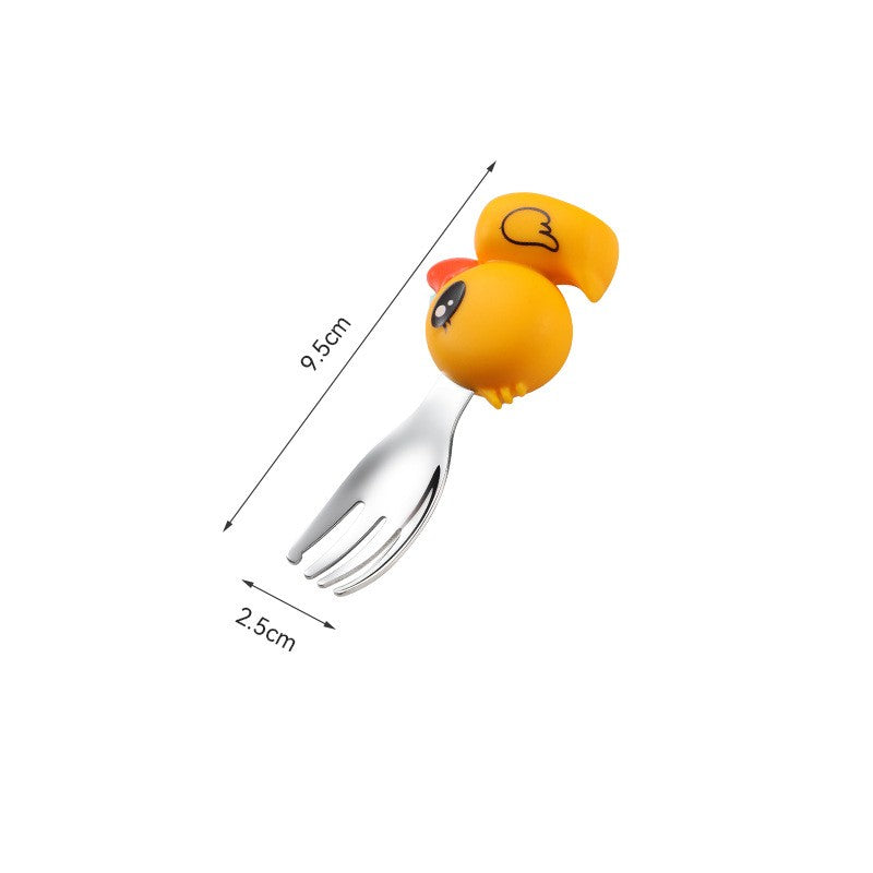Set diversificare bebelusi Flippy, din silicon, 20 x 17.5 cm, 1 farfurie compartimentata in forma de rata, lingurita si furculita, pai, perie pai, fara alergeni, ventuza fixare,  forma creativa,  galben-4