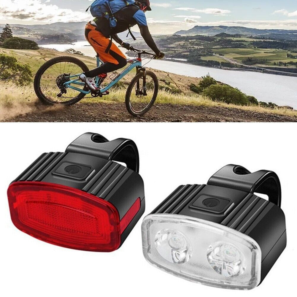 Set far si stop spate LED bicicleta, Flippy, incarcare USB, rezistent la apa, 4 moduri de luminare, Plastic, Alb/Rosu, 10x6x4 cm-5