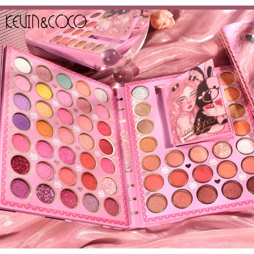 Set farduri 2 in 1 Kevin&Coco, paleta 62 nuante, mini paleta iluminator tip carte, rezistenta ridicata, 22 x 17 cm, 430 g, multicolor-1
