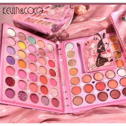 Set farduri 2 in 1 Kevin&Coco, paleta 62 nuante, mini paleta iluminator tip carte, rezistenta ridicata, 22 x 17 cm, 430 g, multicolor-1