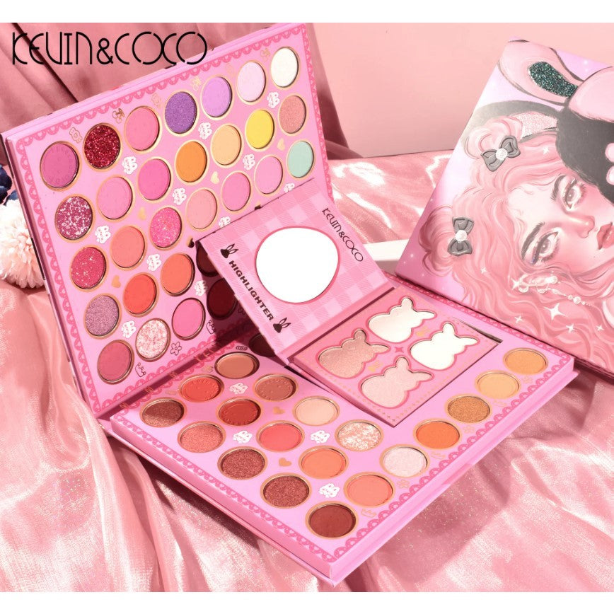 Set farduri 2 in 1 Kevin&Coco, paleta 62 nuante, mini paleta iluminator tip carte, rezistenta ridicata, 22 x 17 cm, 430 g, multicolor-3