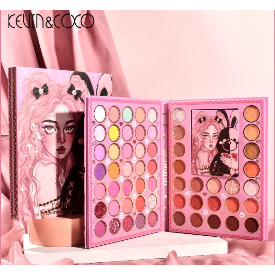 Set farduri 2 in 1 Kevin&Coco, paleta 62 nuante, mini paleta iluminator tip carte, rezistenta ridicata, 22 x 17 cm, 430 g, multicolor-4