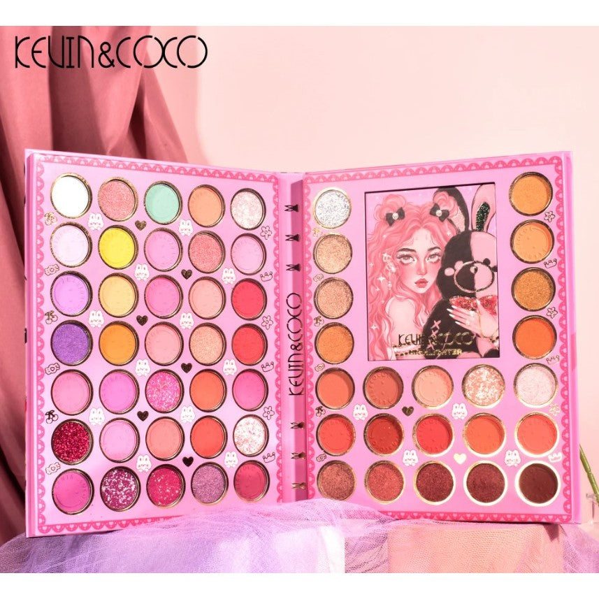 Set farduri 2 in 1 Kevin&Coco, paleta 62 nuante, mini paleta iluminator tip carte, rezistenta ridicata, 22 x 17 cm, 430 g, multicolor-5