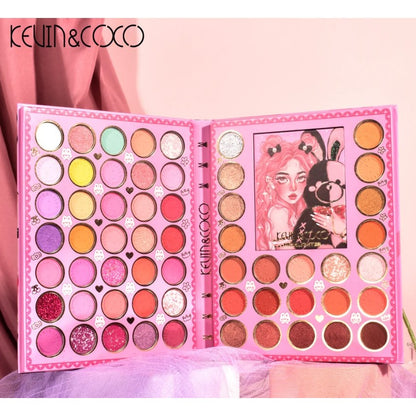 Set farduri 2 in 1 Kevin&Coco, paleta 62 nuante, mini paleta iluminator tip carte, rezistenta ridicata, 22 x 17 cm, 430 g, multicolor-5