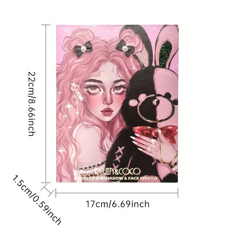 Set farduri 2 in 1 Kevin&Coco, paleta 62 nuante, mini paleta iluminator tip carte, rezistenta ridicata, 22 x 17 cm, 430 g, multicolor-7