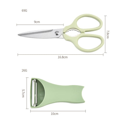 Set foarfeca pentru bucatarie Flippy, curatator legume tip suport, multifunctional, spargator nuci, material ABS si otel inoxidabil, maner ergonomic, 16.8 x 7.8 x 1 cm, verde-2
