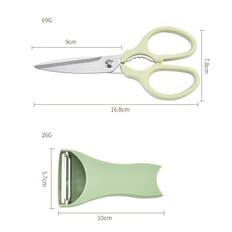 Set foarfeca pentru bucatarie Flippy, curatator legume tip suport, multifunctional, spargator nuci, material ABS si otel inoxidabil, maner ergonomic, 16.8 x 7.8 x 1 cm, verde-2