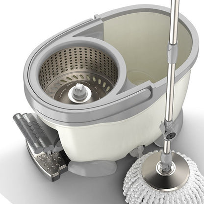 Set Galeata cu Pedala si Mop Rotativ 360°, Flippy, Cu Actiune Centrifuga x4, Pentru Uz Casnic, Maner din Otel Inoxidabil Telescopic, 2 Capte din Bumbac, 46x30x28 cm, Alb Ivoir-9