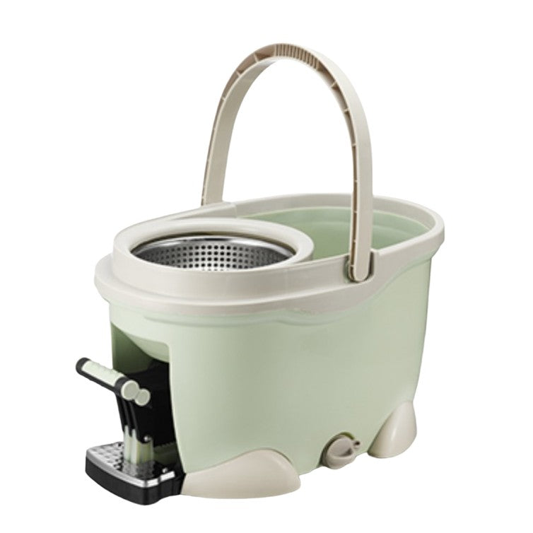 Set Galeata cu Pedala si Mop Rotativ 360°, Flippy, Cu Actiune Centrifuga x4, Pentru Uz Casnic, Maner din Otel Inoxidabil Telescopic, 2 Capte din Bumbac, 46x30x28 cm, Verde Matcha-1