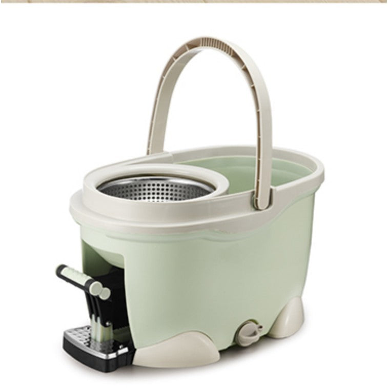 Set Galeata cu Pedala si Mop Rotativ 360°, Flippy, Cu Actiune Centrifuga x4, Pentru Uz Casnic, Maner din Otel Inoxidabil Telescopic, 2 Capte din Bumbac, 46x30x28 cm, Verde Matcha-2