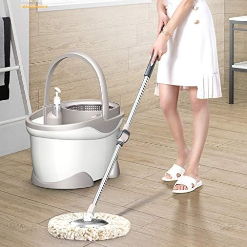 Set Galeata si Mop Rotativ 360°, Flippy, Cu Dubla Actiune Centrifuga, Pentru Uz Casnic, Maner din Otel Inoxidabil Telescopic, 2 Capte din Bumbac, 46x27x29 cm, Alb-3