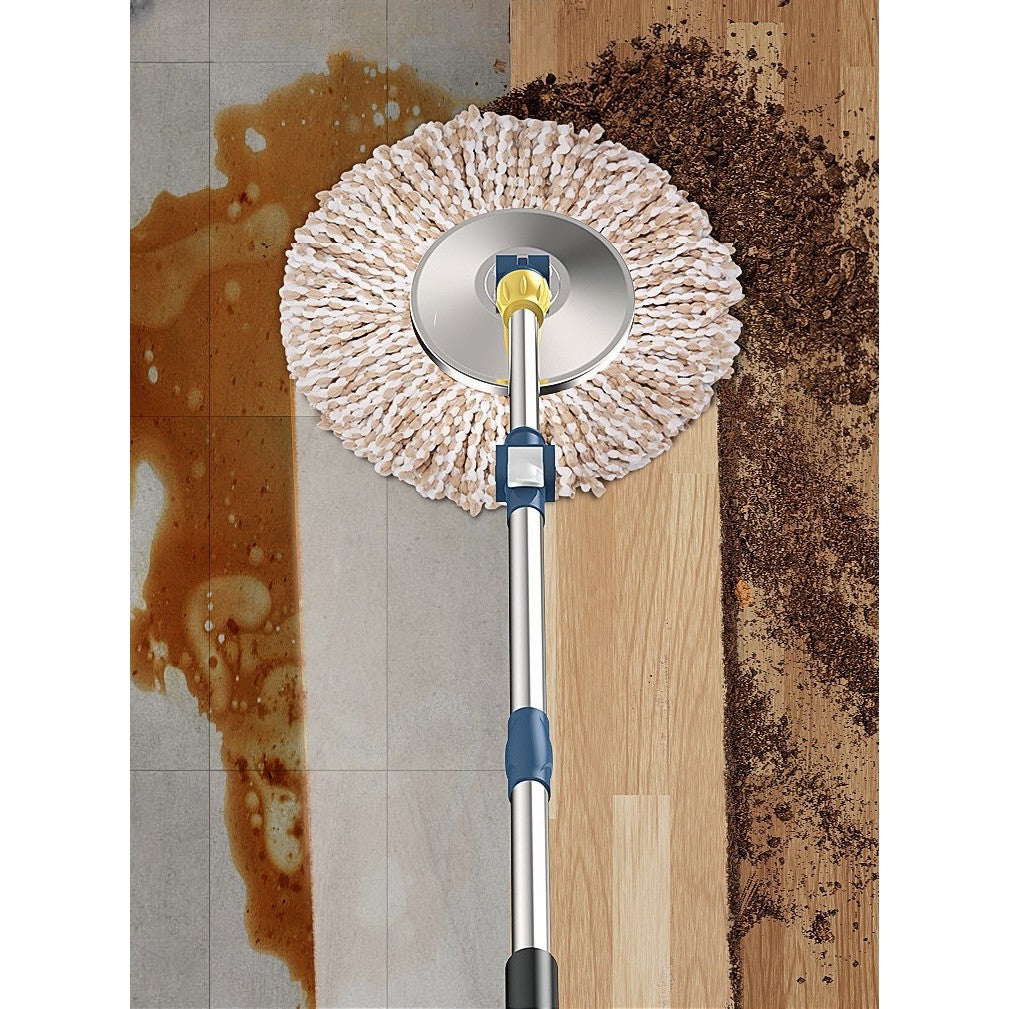 Set Galeata si Mop Rotativ 360°, Flippy, Cu Dubla Actiune Centrifuga, Pentru Uz Casnic, Maner din Otel Inoxidabil Telescopic, 2 Capte din Bumbac, 46x27x29 cm, Alb-6
