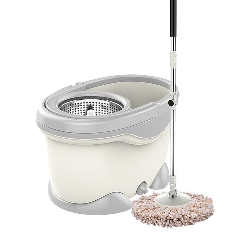 Set Galeata si Mop Rotativ 360°, Flippy, Cu Dubla Actiune Centrifuga, Pentru Uz Casnic, Maner din Otel Inoxidabil Telescopic, 2 Capte din Bumbac, 46x27x29 cm, Alb-0