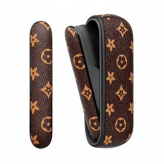 Set Husa Piele Ecologica Si Capac Plastic Flippy, pentru IQOS 3.0 DUO, de Protectie, Anti Soc si Zgarieturi, 20 gr, 12 x 4 x 2 cm, Maro-0