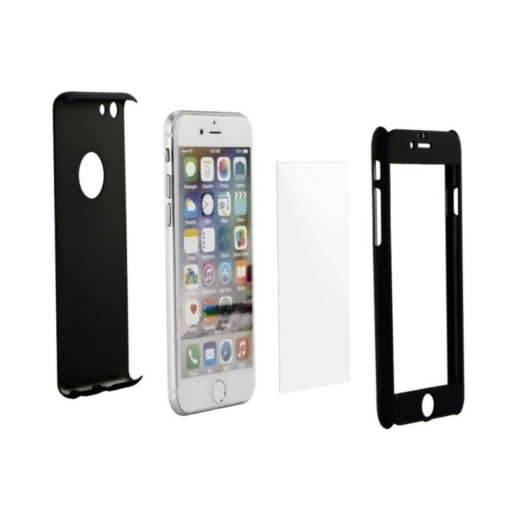 Set Husa si Folie de Protectie, Flippy, Compatibila cu Apple iPhone X, Full Cover 360°, Plastic + Sticla, Negru-0