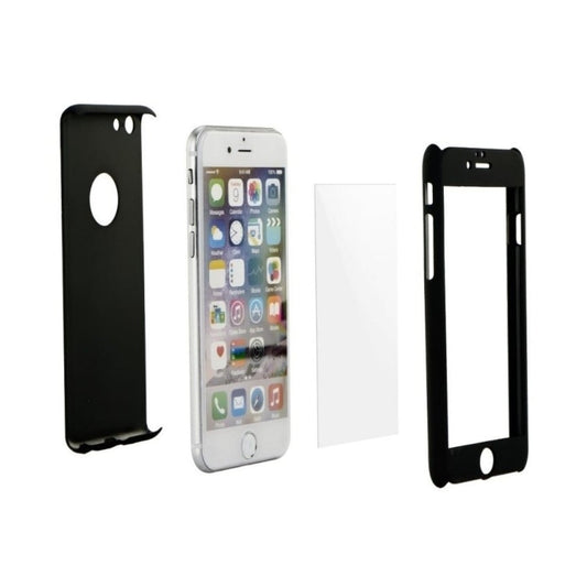 Set Husa si Folie de Protectie, Flippy, Compatibila cu Apple iPhone X, Full Cover 360°, Plastic + Sticla, Negru-0