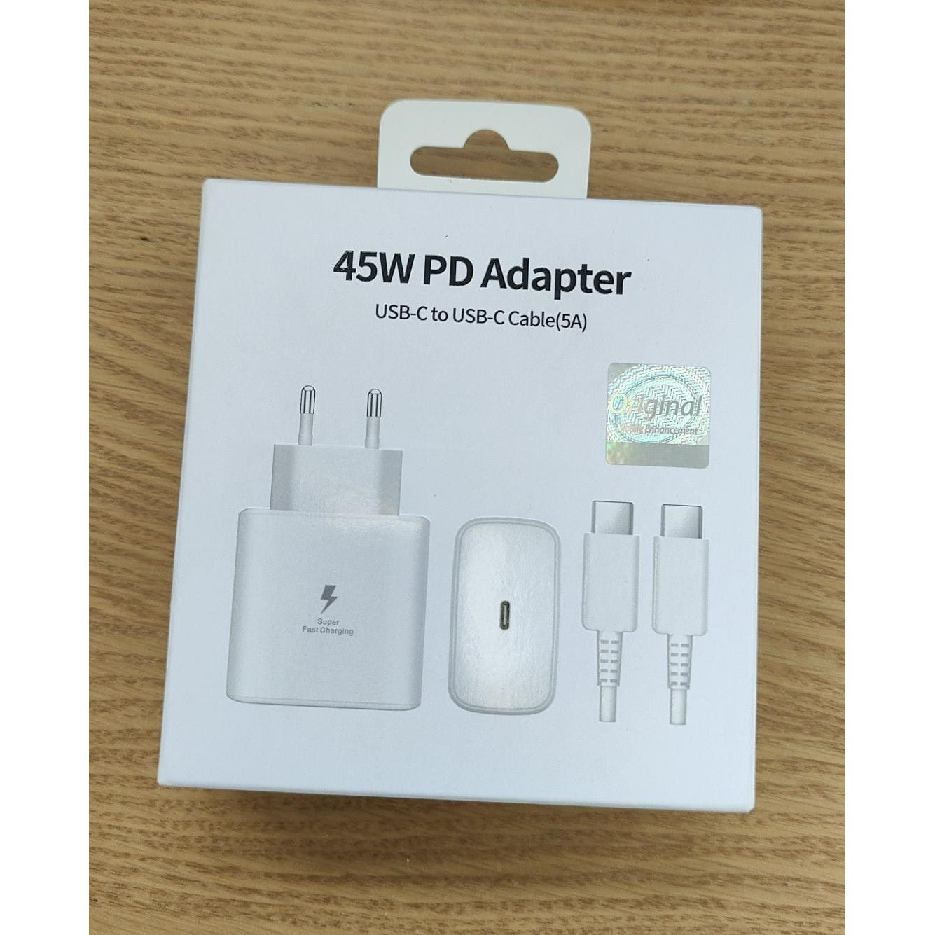 Set Incarcator cu Cablu USB-C to USB-C, 5A, 45W PD, Alb-0