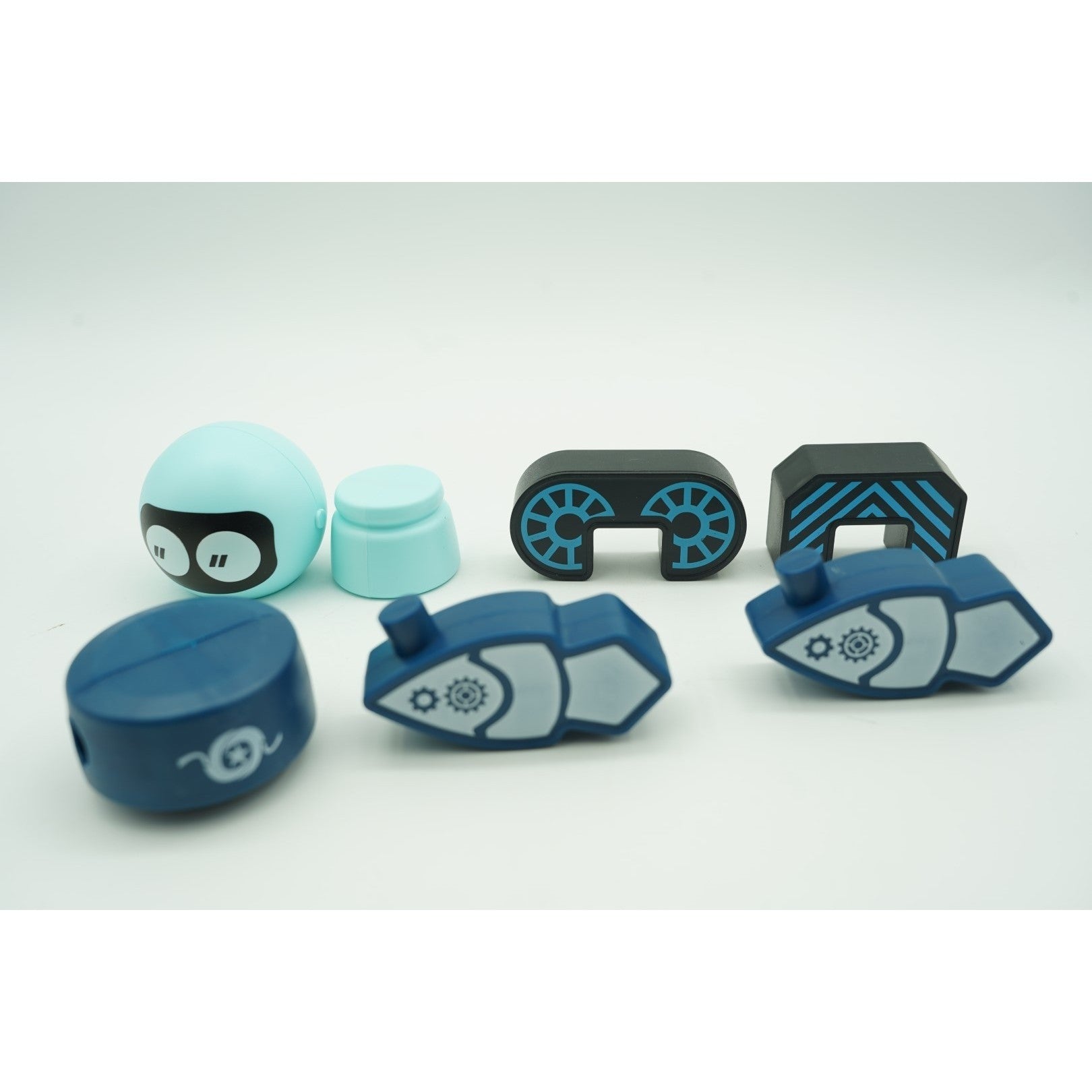 Set inteligent de blocuri magnetice pentru copii, 7 piese, cutie depozitare, robotel, albastru-4