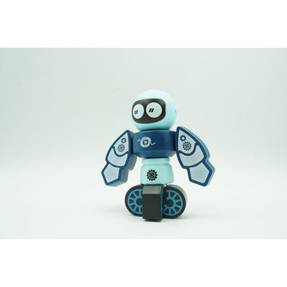 Set inteligent de blocuri magnetice pentru copii, 7 piese, cutie depozitare, robotel, albastru-11