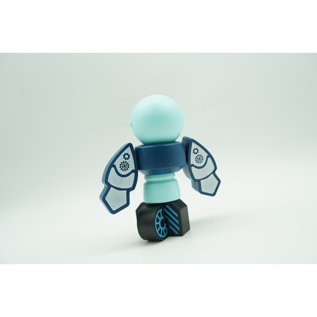 Set inteligent de blocuri magnetice pentru copii, 7 piese, cutie depozitare, robotel, albastru-13