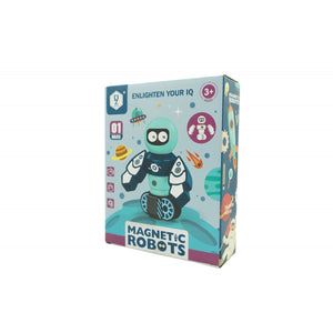 Set inteligent de blocuri magnetice pentru copii, 7 piese, cutie depozitare, robotel, albastru-0