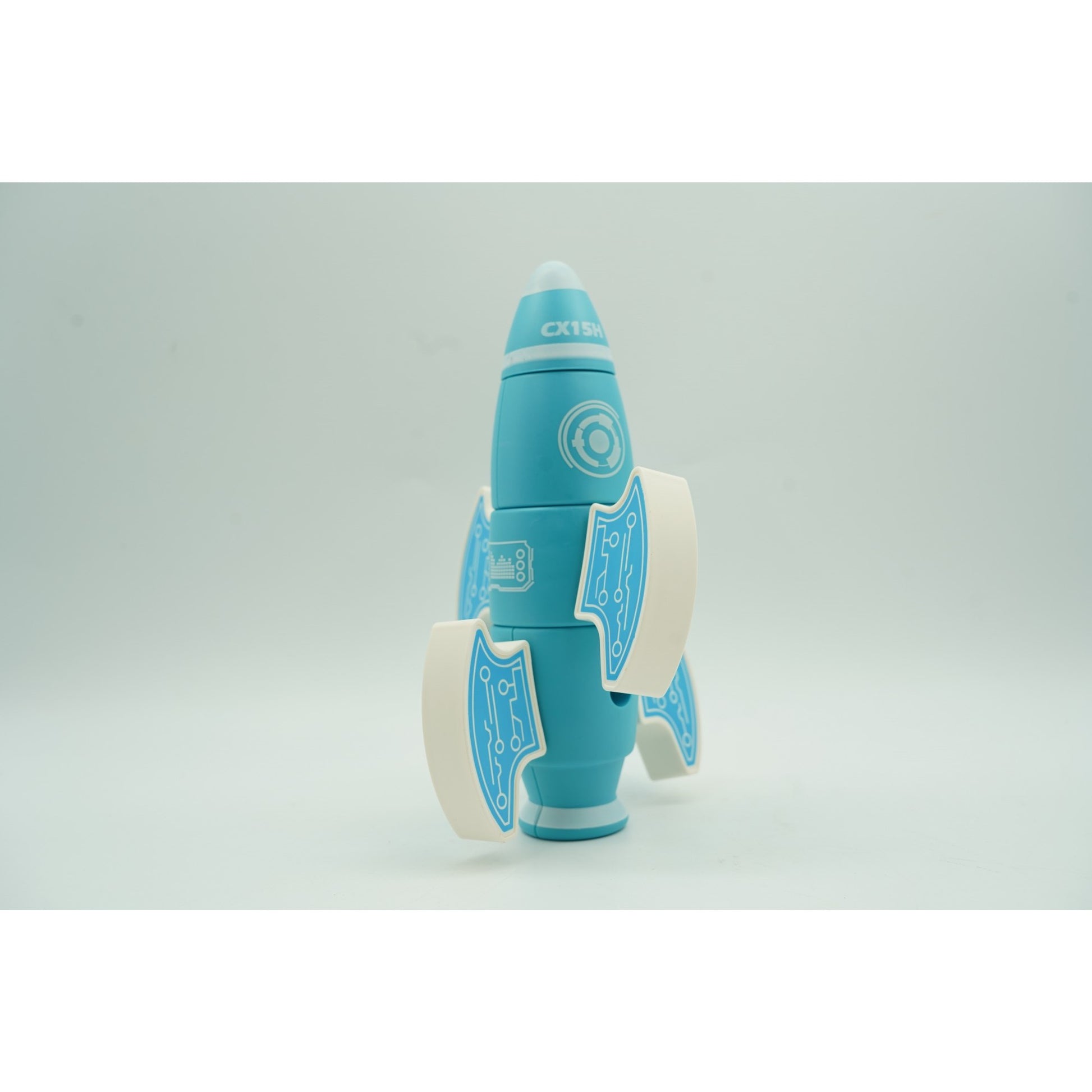 Set inteligent de blocuri magnetice pentru copii, 8 piese, cutie depozitare, racheta, albastru-4