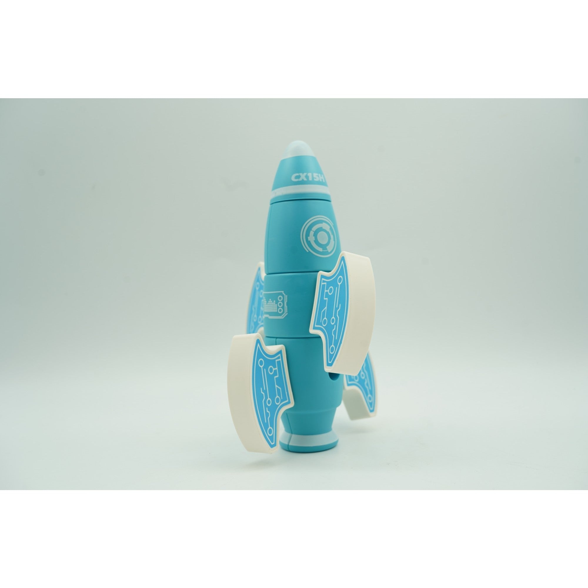 Set inteligent de blocuri magnetice pentru copii, 8 piese, cutie depozitare, racheta, albastru-4