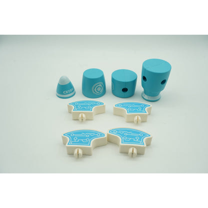 Set inteligent de blocuri magnetice pentru copii, 8 piese, cutie depozitare, racheta, albastru-6