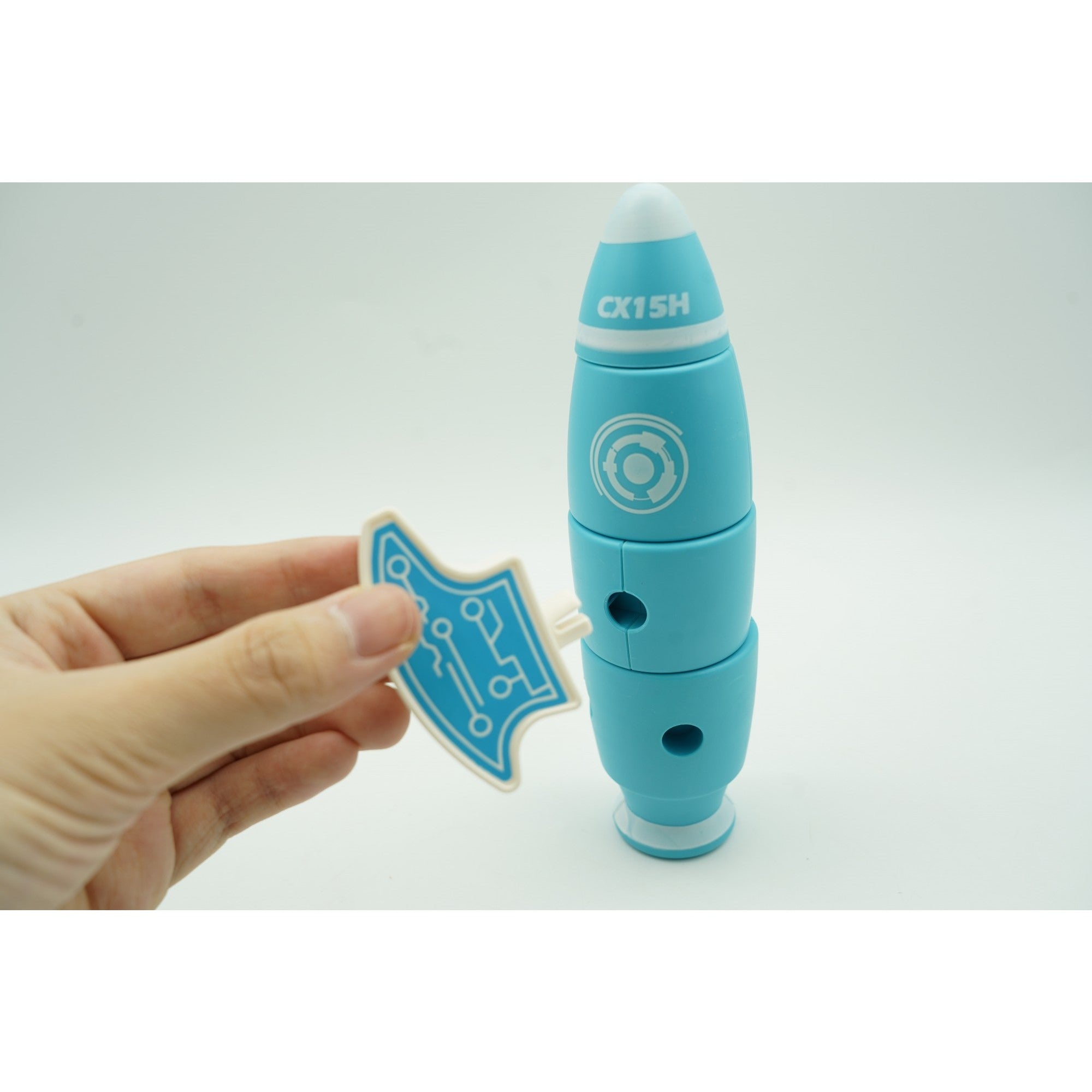 Set inteligent de blocuri magnetice pentru copii, 8 piese, cutie depozitare, racheta, albastru-7
