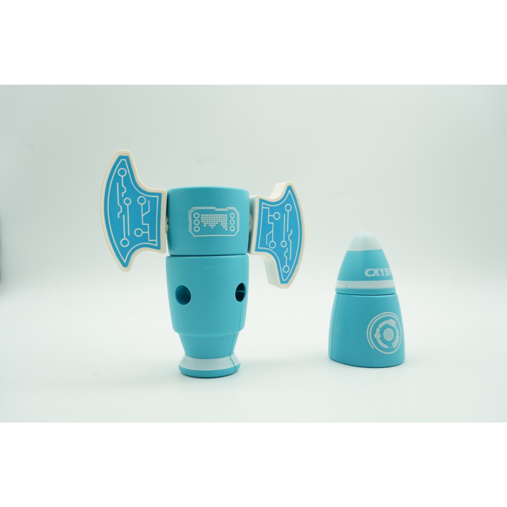 Set inteligent de blocuri magnetice pentru copii, 8 piese, cutie depozitare, racheta, albastru-9