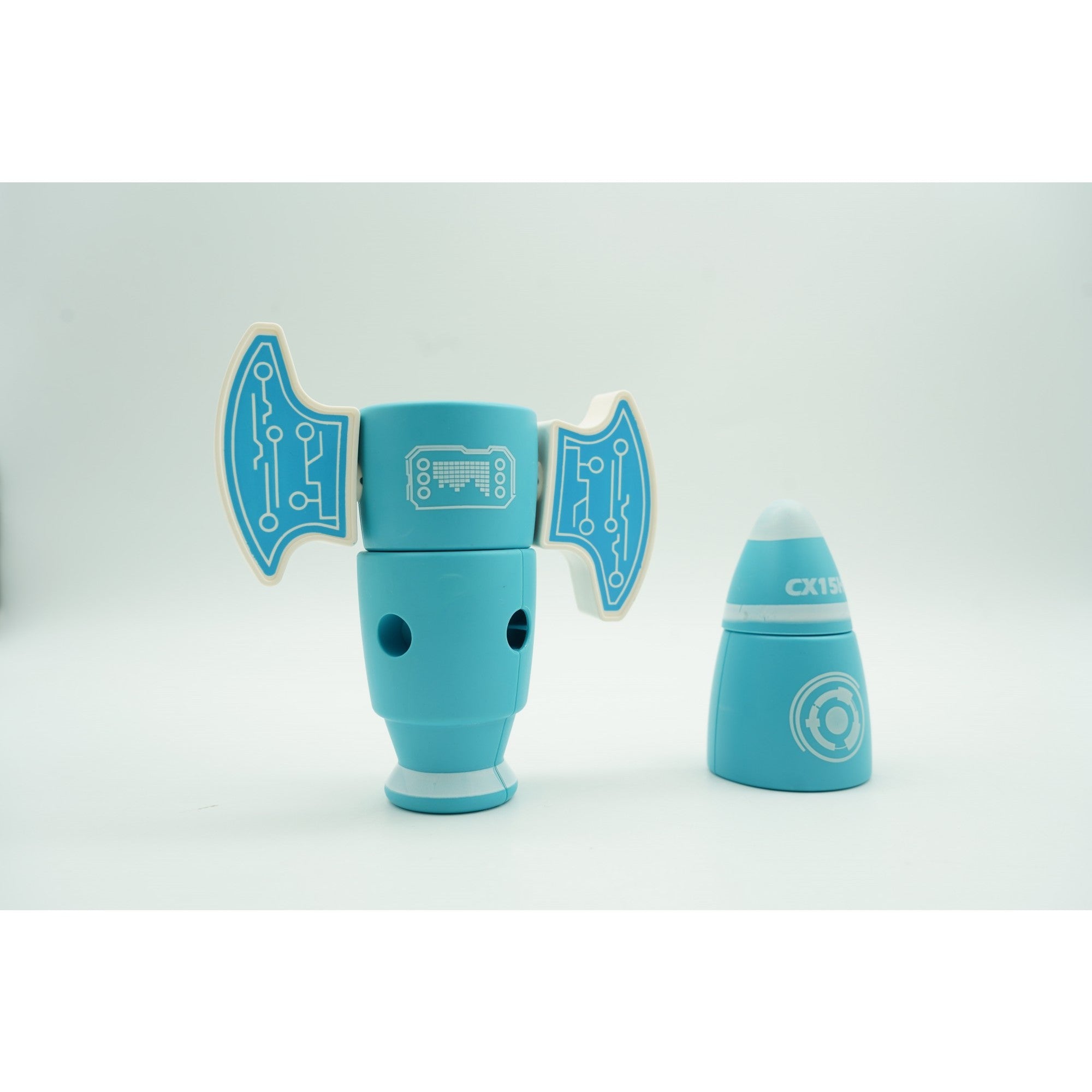 Set inteligent de blocuri magnetice pentru copii, 8 piese, cutie depozitare, racheta, albastru-9
