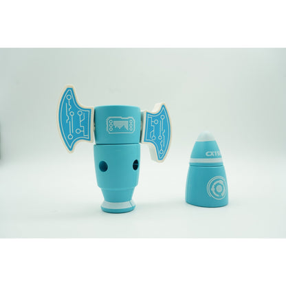 Set inteligent de blocuri magnetice pentru copii, 8 piese, cutie depozitare, racheta, albastru-9