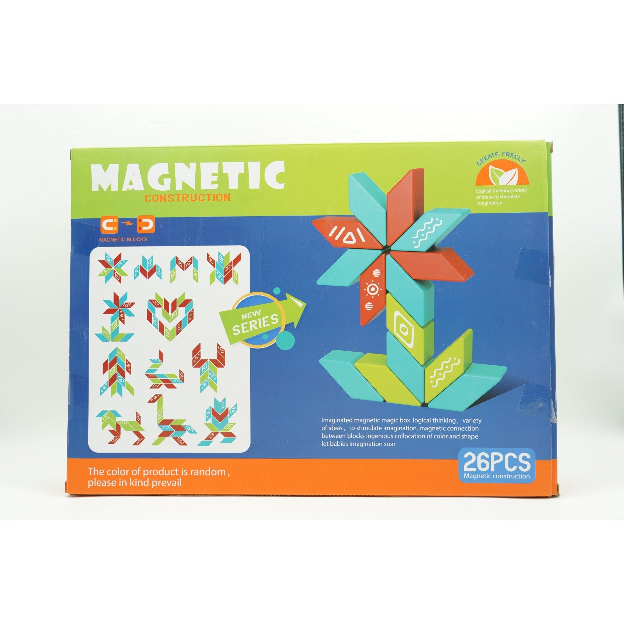 Set inteligent de constructie cu piese magnetice, 26 piese, +3 ani, multicolor-1