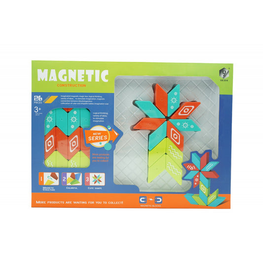 Set inteligent de constructie cu piese magnetice, 26 piese, +3 ani, multicolor-0