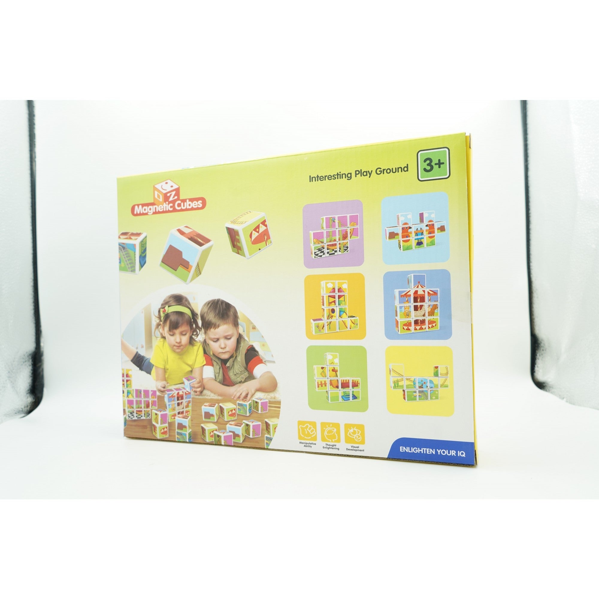 Set inteligent de cuburi magnetice pentru copii, 10 piese, cutie depozitare, puzzle parc de distractii, +3 ani, multicolor-1