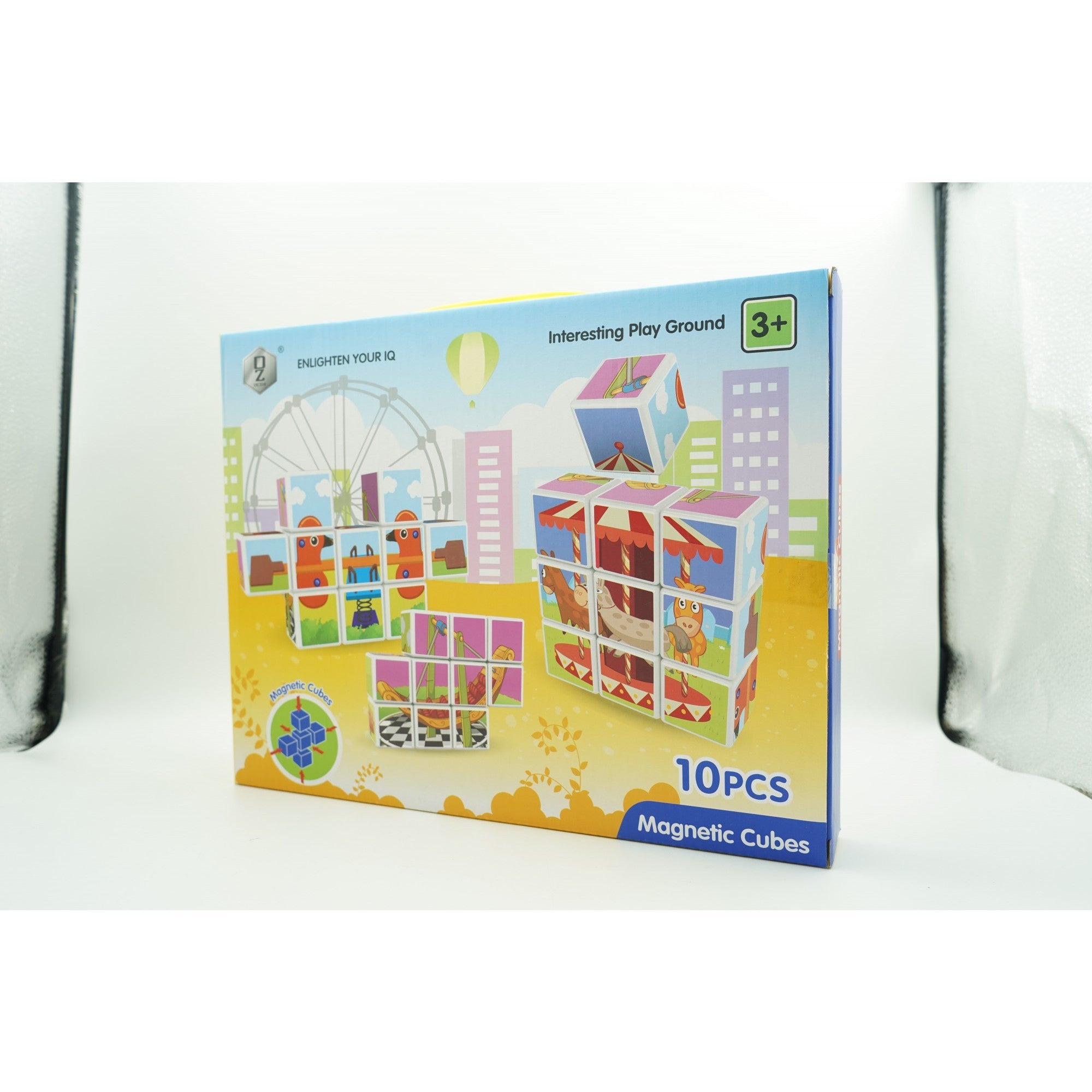 Set inteligent de cuburi magnetice pentru copii, 10 piese, cutie depozitare, puzzle parc de distractii, +3 ani, multicolor-2