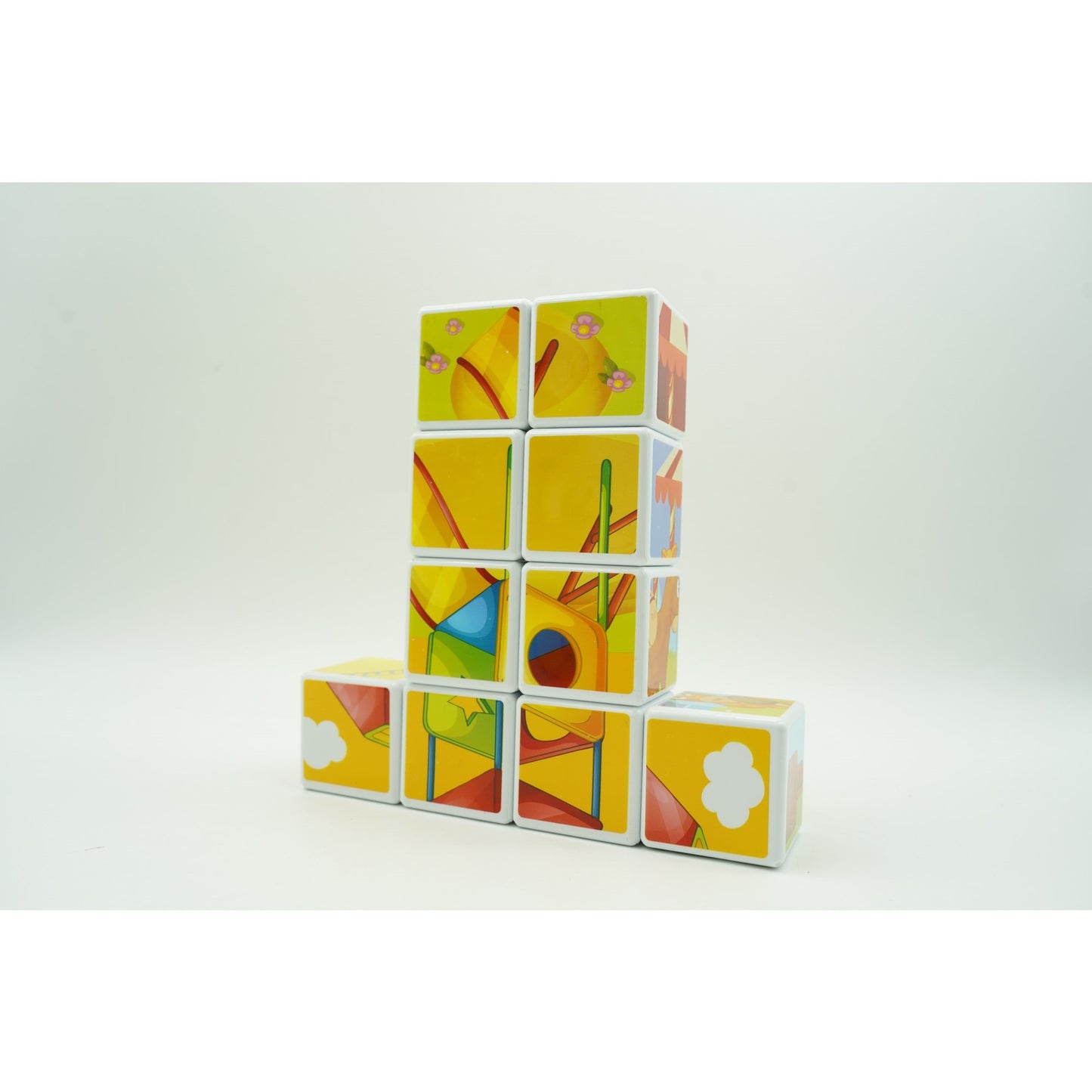 Set inteligent de cuburi magnetice pentru copii, 10 piese, cutie depozitare, puzzle parc de distractii, +3 ani, multicolor-3