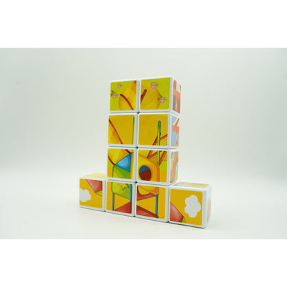 Set inteligent de cuburi magnetice pentru copii, 10 piese, cutie depozitare, puzzle parc de distractii, +3 ani, multicolor-3