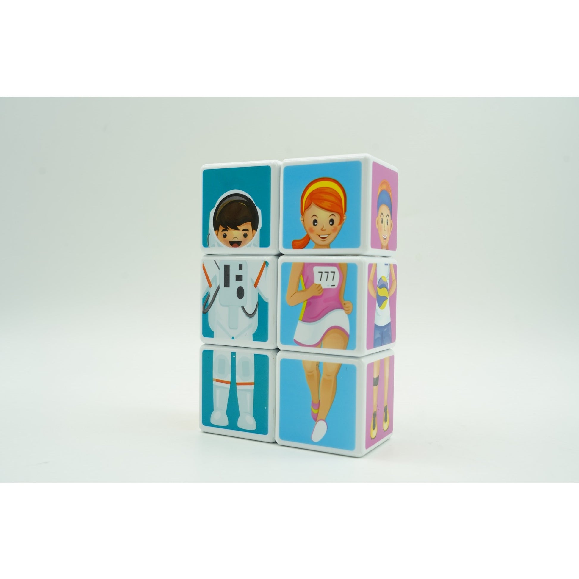 Set inteligent de cuburi magnetice pentru copii, 6 piese, cutie depozitare, puzzle joburi, +3 ani, multicolor-6