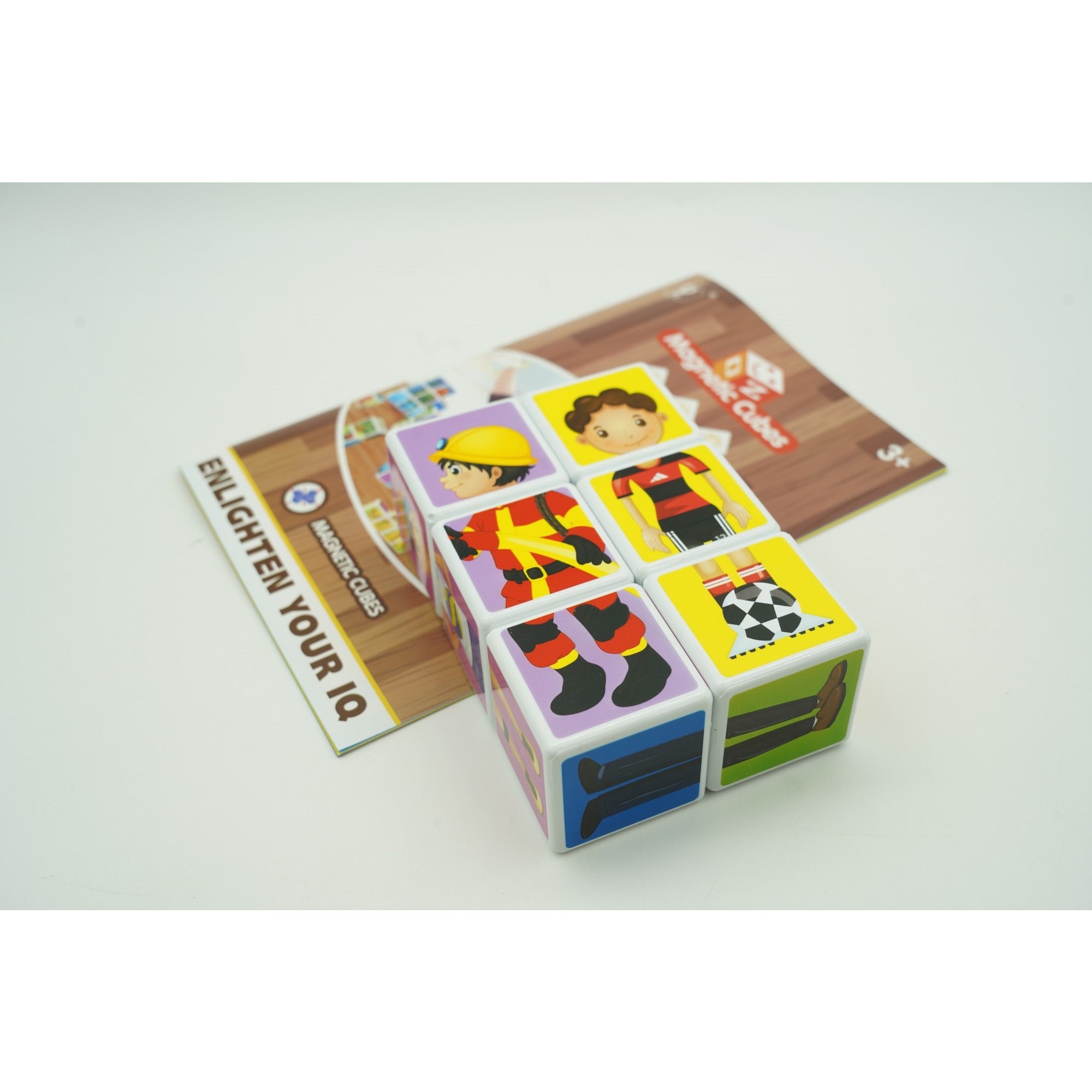 Set inteligent de cuburi magnetice pentru copii, 6 piese, cutie depozitare, puzzle joburi, +3 ani, multicolor-8